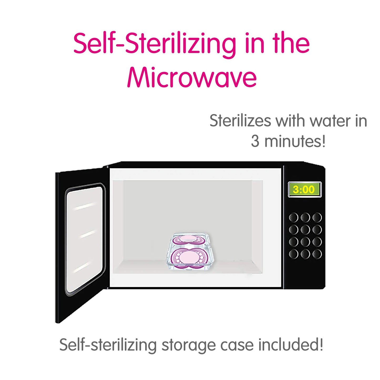 MAM Original Baby Pacifier, Nipple Shape Helps Promote Healthy Oral Development, Sterilizer Case, 2 Pack, 6-16 Months, Crystal/Boy