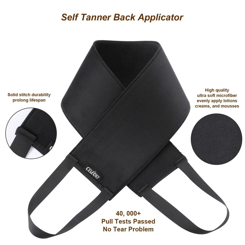 CeleCily 5-in-1 Self Tanner Mitt Applicator Kit - Professional Self Tanning Mitt Back Applicator, Mini Mitt, Brush and Exfoliator，No Streaks, No Orange Palms, Double-Sided Washable Tanning Gloves Set