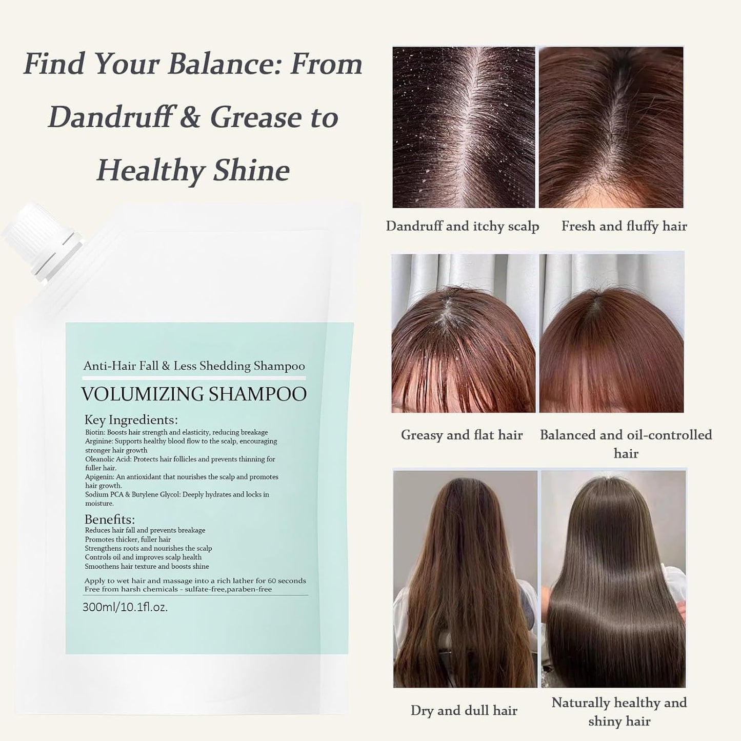 Volumizing Shampoo, Champu Hair Loss Shampoo and Conditioner, Promotes Hair Growth l Oil Contro l Scalp Nourishment (1pcs)