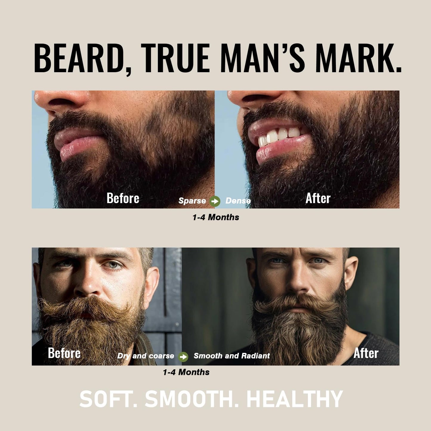Biotin Beard Oil for Men Set – 2 Pack Unscented & Sandalwood Beard Oil Blended with Castor & Grape Seed Oil for Thicker, Softer, Moisturizing Beard – Gift for Father, Husband, Boyfriend – 4 oz
