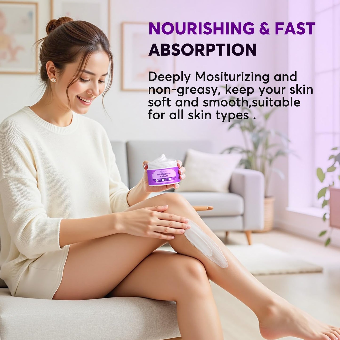 BIYSBER Natural Magnesium Body Butter for Leg Cramps/Feet/Arms/Muscle Relaxation - Calm Moisturizing Day and Nightime Cream 4 oz