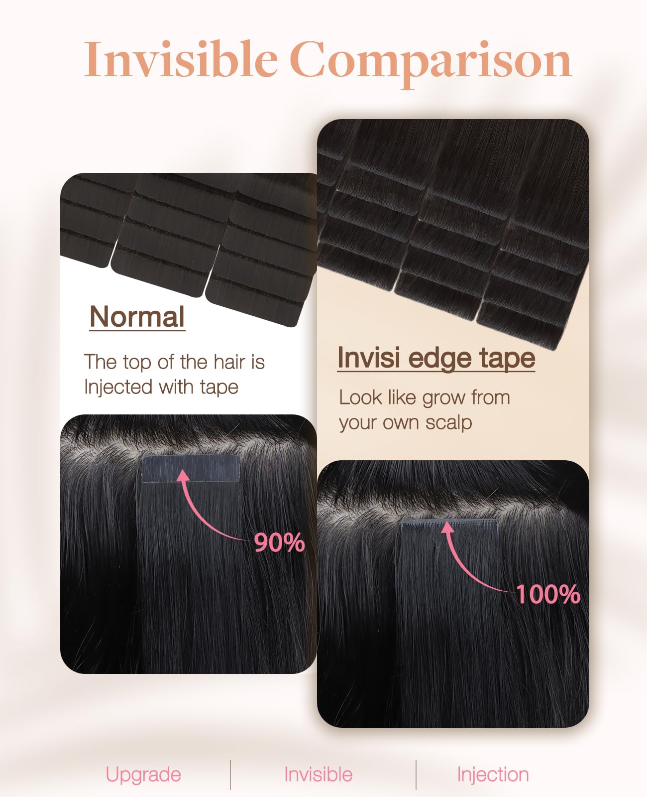 GOO GOO Invisi Edge Tape in Hair Extensions Human Hair, 2 Dark Brown, 10pcs 20inch 30g, Virgin Remy Hair, Seamless Injected Tape, Natural Look
