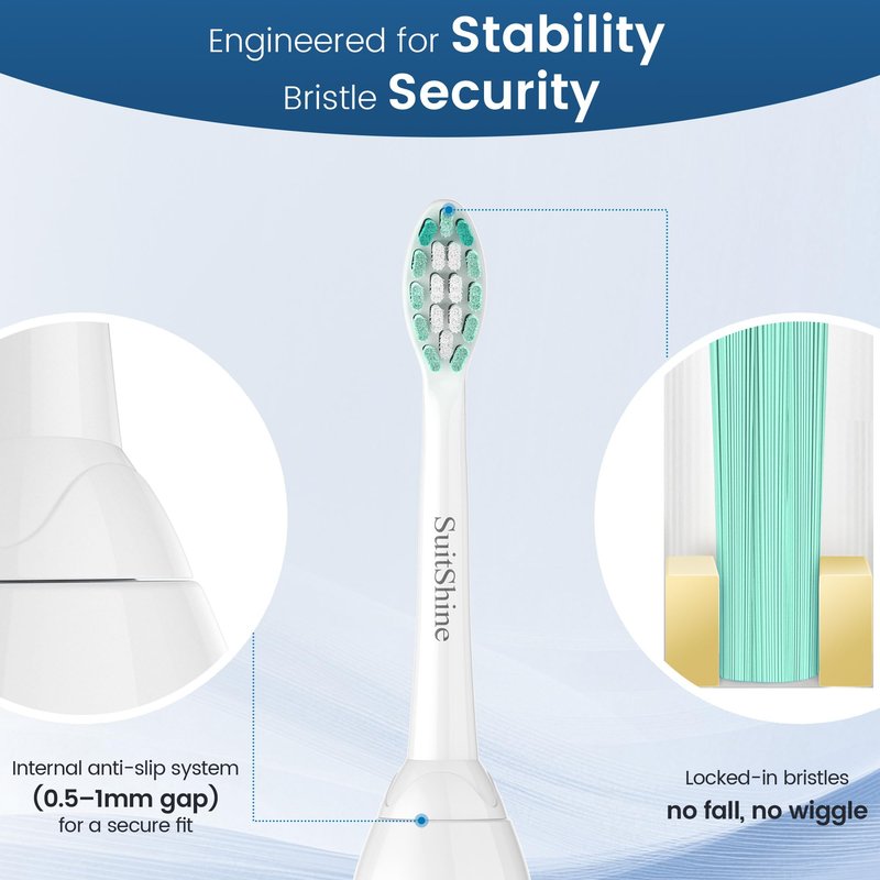 SuitShine Replacement Toothbrush Heads Compatible with Philips Sonicare and More Click-on Handles 8 Pack Blackwhite