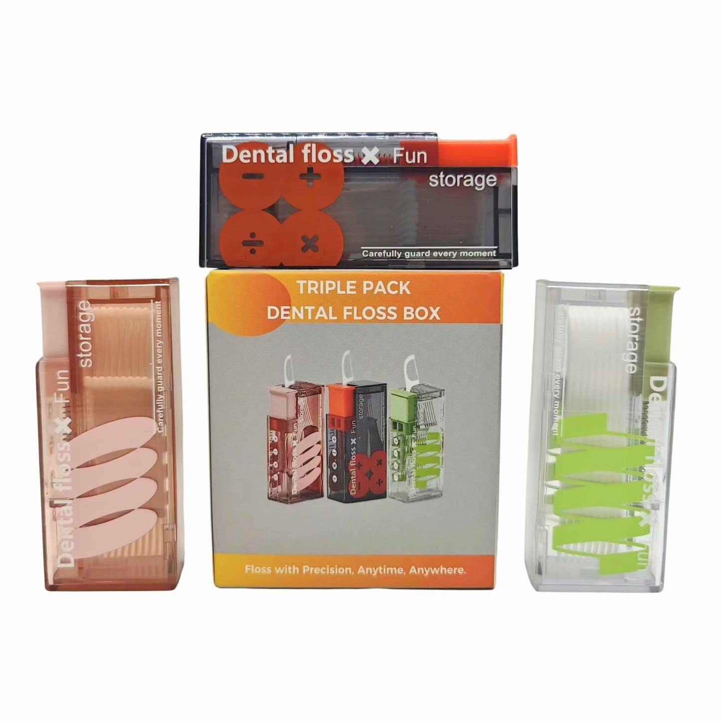 3 PCs and 3 Colors Family Pack Refillable Floss Pick Dispenser & Floss Pick Holder - with 30 Floss Picks, Perfectly Cool Dental Floss Dispenser for a Fresh Smile