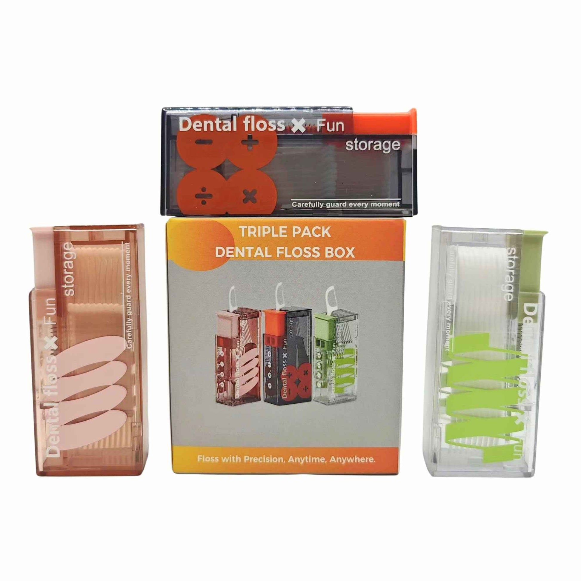 3 PCs and 3 Colors Family Pack Refillable Floss Pick Dispenser & Floss Pick Holder - with 30 Floss Picks, Perfectly Cool Dental Floss Dispenser for a Fresh Smile