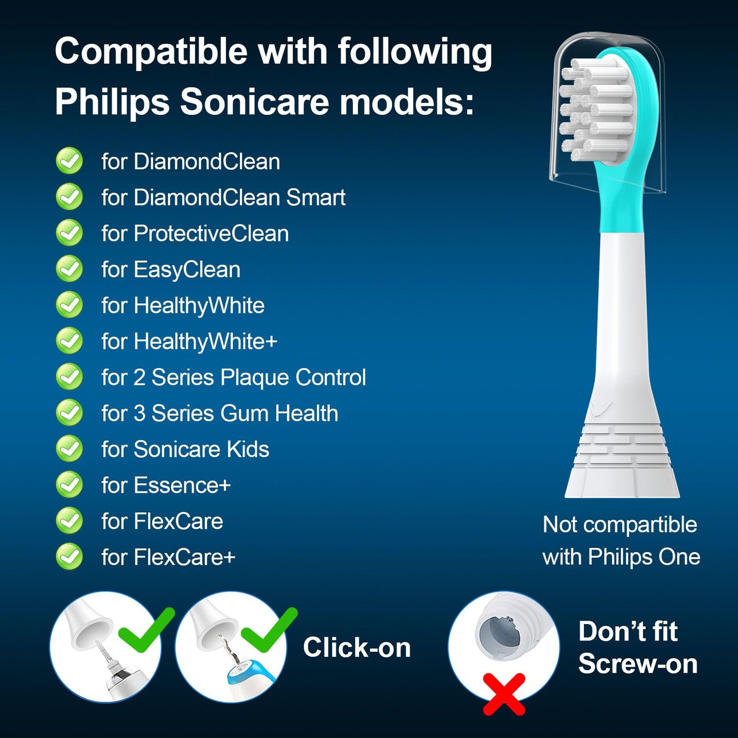 CILGEWH Kids Replacement Toothbrush Heads 10 Pack for Philips Sonicare Electric Toothbrush Soft Brush Head for Child 3-7 for Boy Girl,Blue