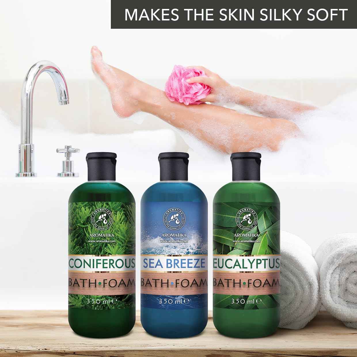 Bath Foam Set Coniferous & Sea Breeze & Eucalyptus 3x12Fl Oz - Body Care - Beauty - Bathing - Body Care - Wellness - Relax - Aromatherapy - Spa - Fresh Aroma - Bubble Baths