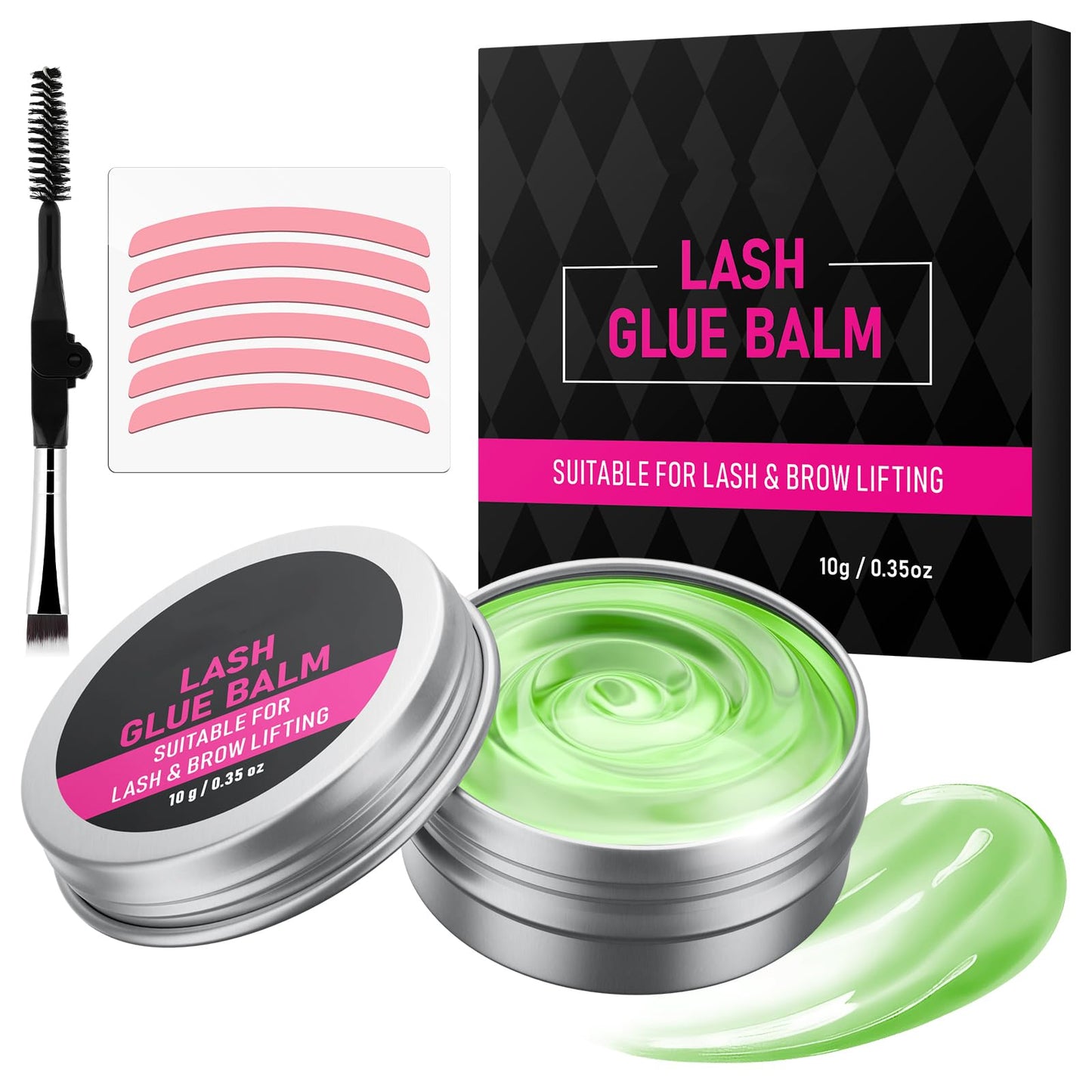 Lash Lift Glue Balm Kit, Upgraded Eyelash Lift Glue Balm with Lash Lift Pads and Brush for Perfect Eyelash Perm & Brow Lamination, Easy to Apply and Fast Drying & Strong Hold