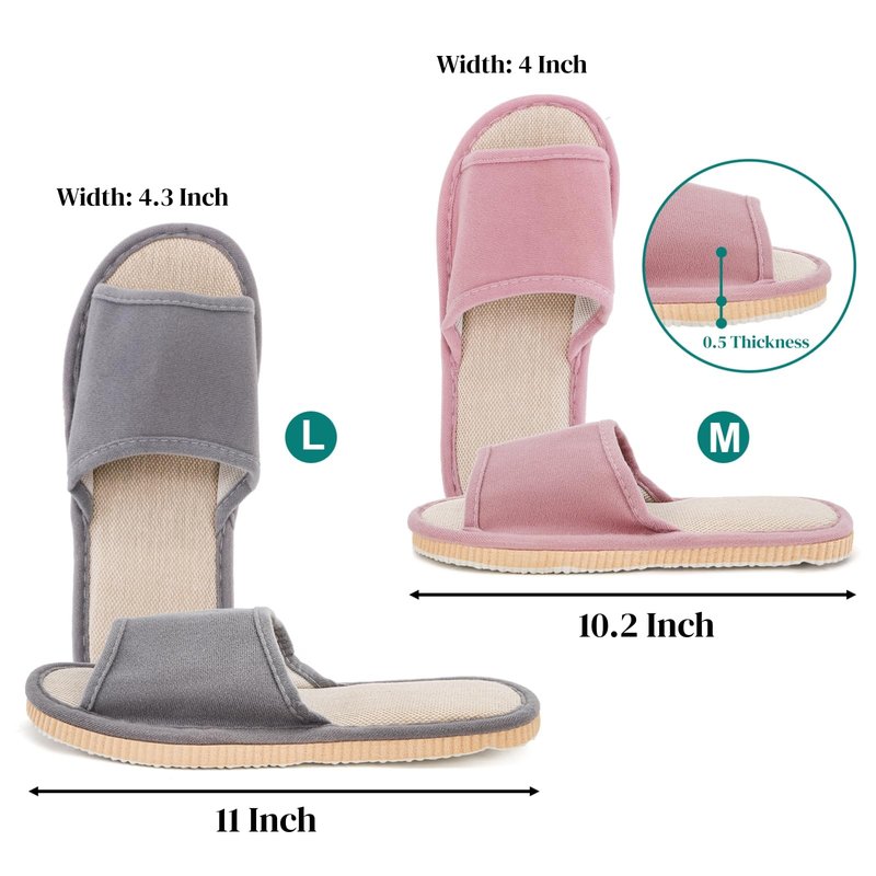 Eorbow 10 Pack Washable House Slippers for Guests, Disposable Open Toe Indoor Slipper, Non-slip Spa Slippers Bulk with Thick Sole for Party, Travel, Hotel, Bathroom, Bedroom, Unisex Universal Size