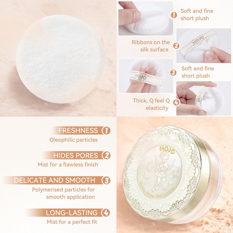 YiGuMy Mineral Loose Setting Powder, 21g, Translucent Face Makeup for Oily Skin, Lightweight Natural Glow, Skincare with Flower Seed Oil, Matte Finish (03 LightSkin, HOJO)