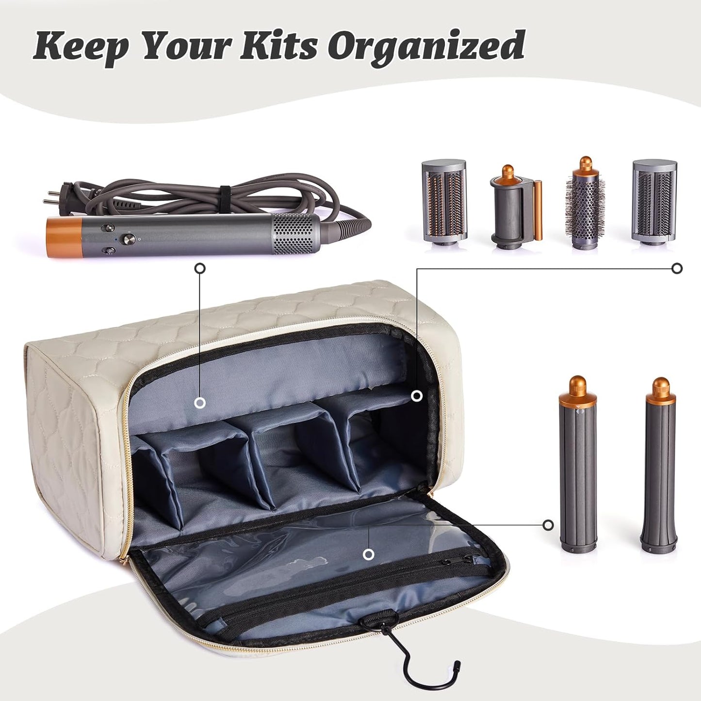 Shark Flex Style Travel Case - Portable Hair Dryer Organizer with Padded Storage & Hanging Hook | Fits All Models
