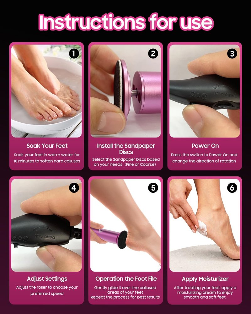 HayZBao FSA&HSA Electric Callus Remover for Feet with 60 Pcs Sandpaper Discs - Electric Foot Callus Remover,Professional Pedicure Tool for Dead Skin