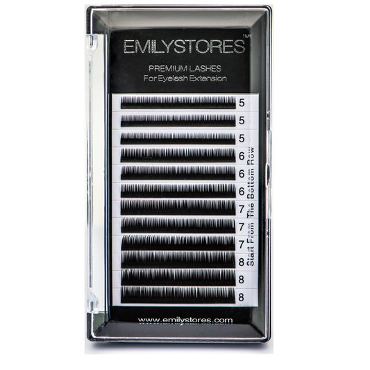 EMILYSTORES Bottom Lash Extension Eyebrow Eyelash Extensions Under Lower False Lashes Mixed J Curl 0.10mm Length 5mm 6mm 7mm 8mm In One Tray