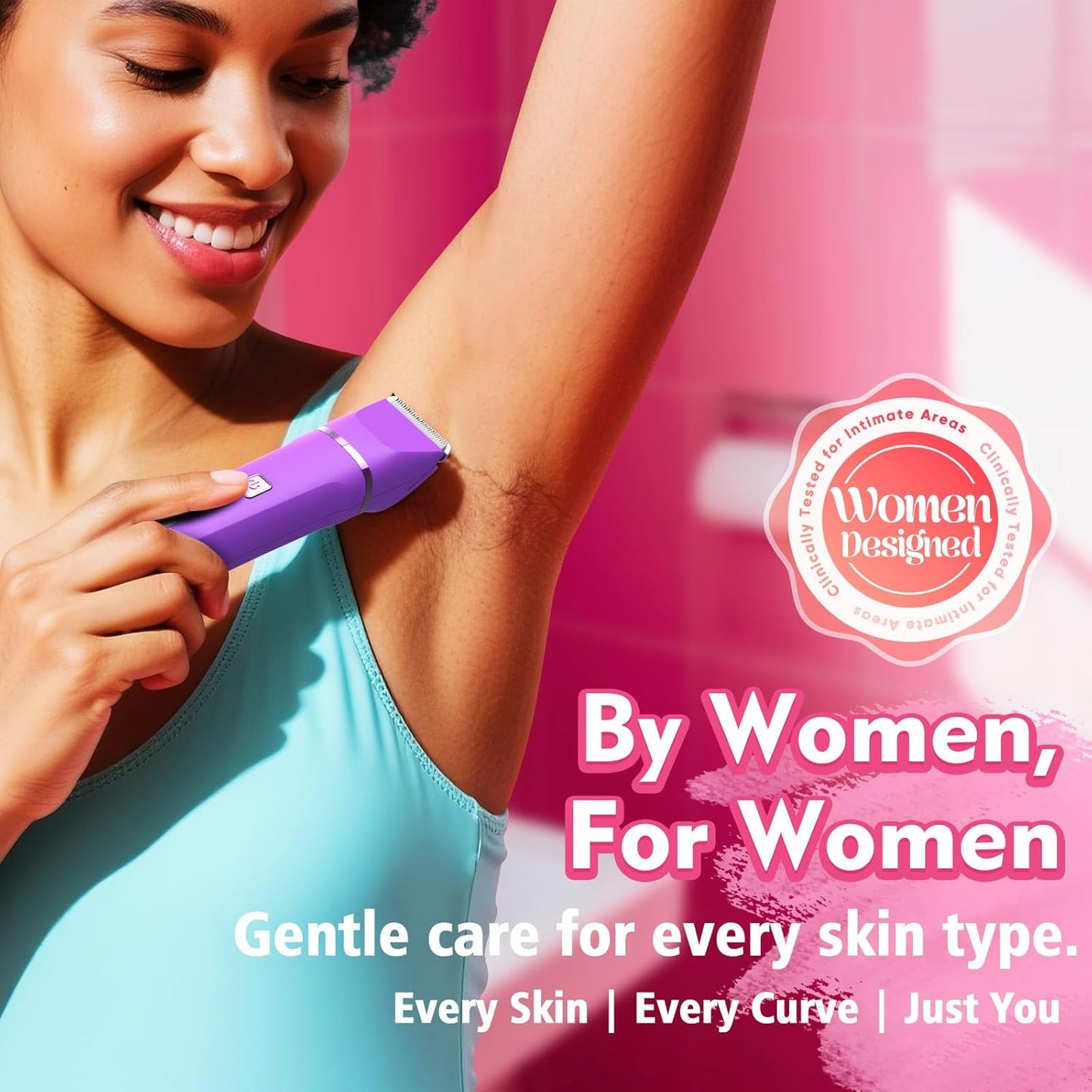 Electric Shaver for Women - Cordless Bikini Trimmer for Painless Facial Hair Removal | Low Noise, Fast Charging, Detachable Head