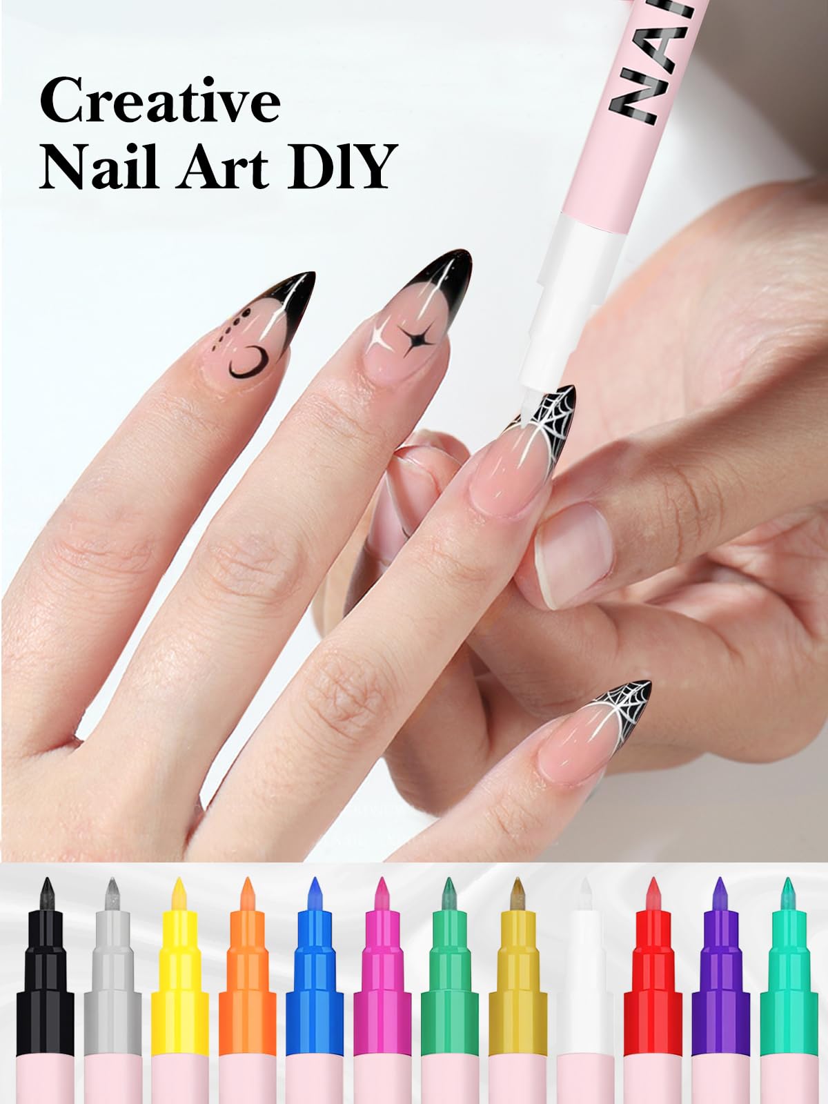 EBANKU 12 Colors Nail Art Pens Set, Christmas Nail Polish Pen Quick Drying 3D Acrylic Paint Pen Nail Markers for Christmas Nail Art Painting Point Dotting Liner Pen Manicure Tools Nail Design