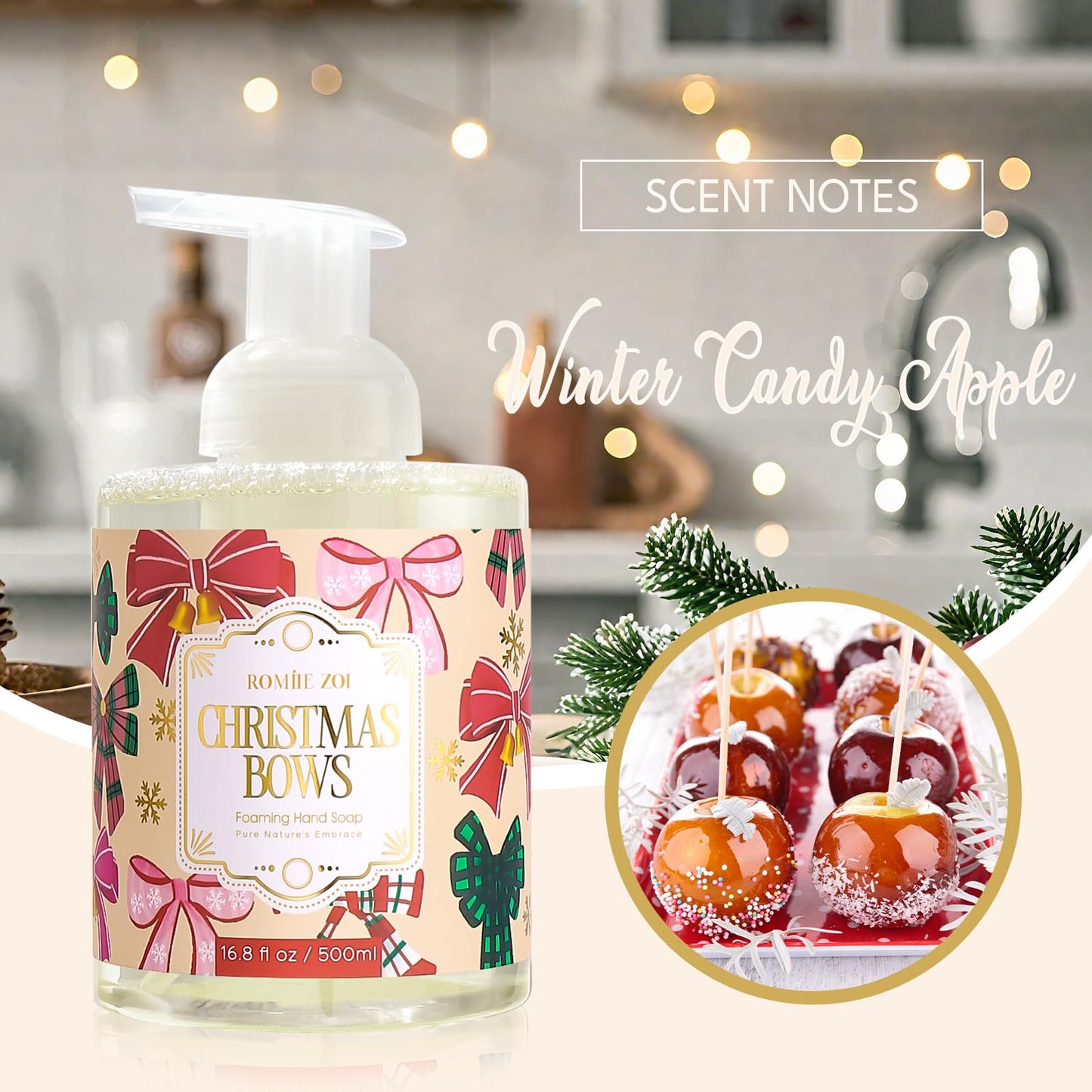 ROMIIE ZOI Christmas Foaming Hand Soap Set, Winter Pine, Gentle & Moisturizing Formula,1000 ML+500ml(Pack of 2)