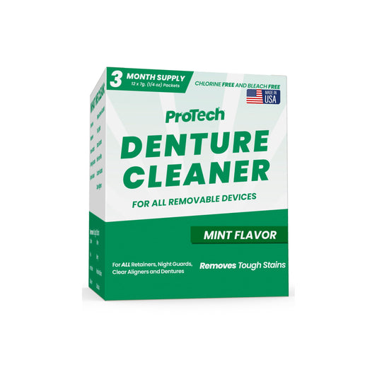 ProTech Retainer Cleaner - 90 - 120 Cleanings (0.23 Per Cleaning) 12 Pack/3 Month Supply - For Clear Aligners, Dentures, Retainers, Mouth Guards & Night Guards - Cleaning Crystals, Mint