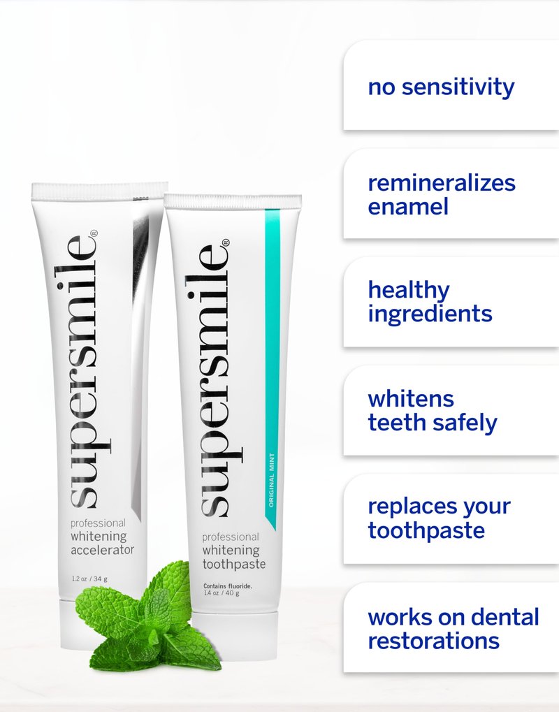 Supersmile Teeth Whitening System - Whitening Toothpaste and Accelerator - Whitens Up to 7 Shades