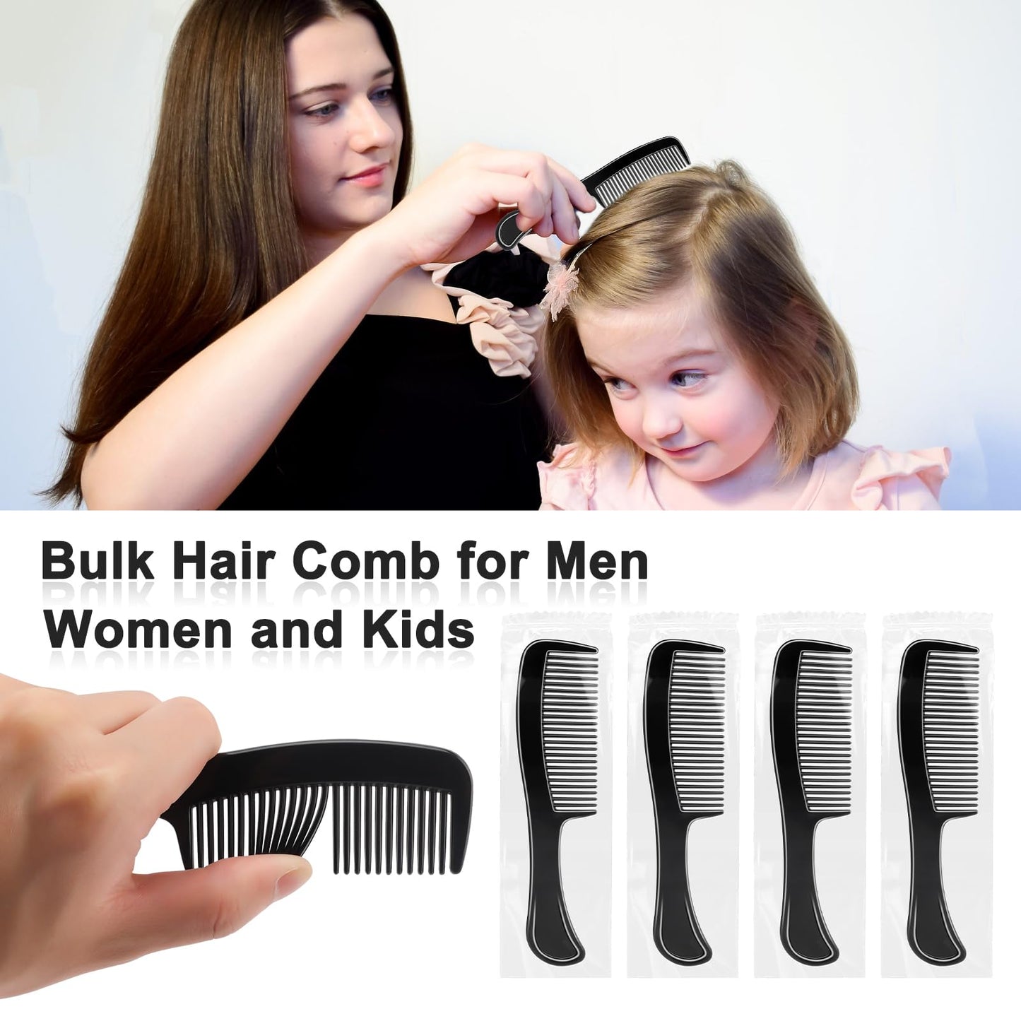 HOFASON 200 Pcs Bulk Hair Combs Individually Wrapped for Women, Kids, Men, Disposable Wide Tooth Comb for Travel, Homeless, Hotel, Shelter, Nursing Home and Church (Black)