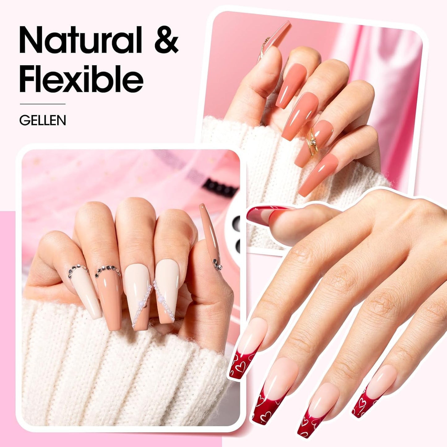 Coffin Shape Nail Tips Kit - 504Pcs Half Matte with 7 in 1 Gel Glue & UV Lamp | DIY Nail Art Set