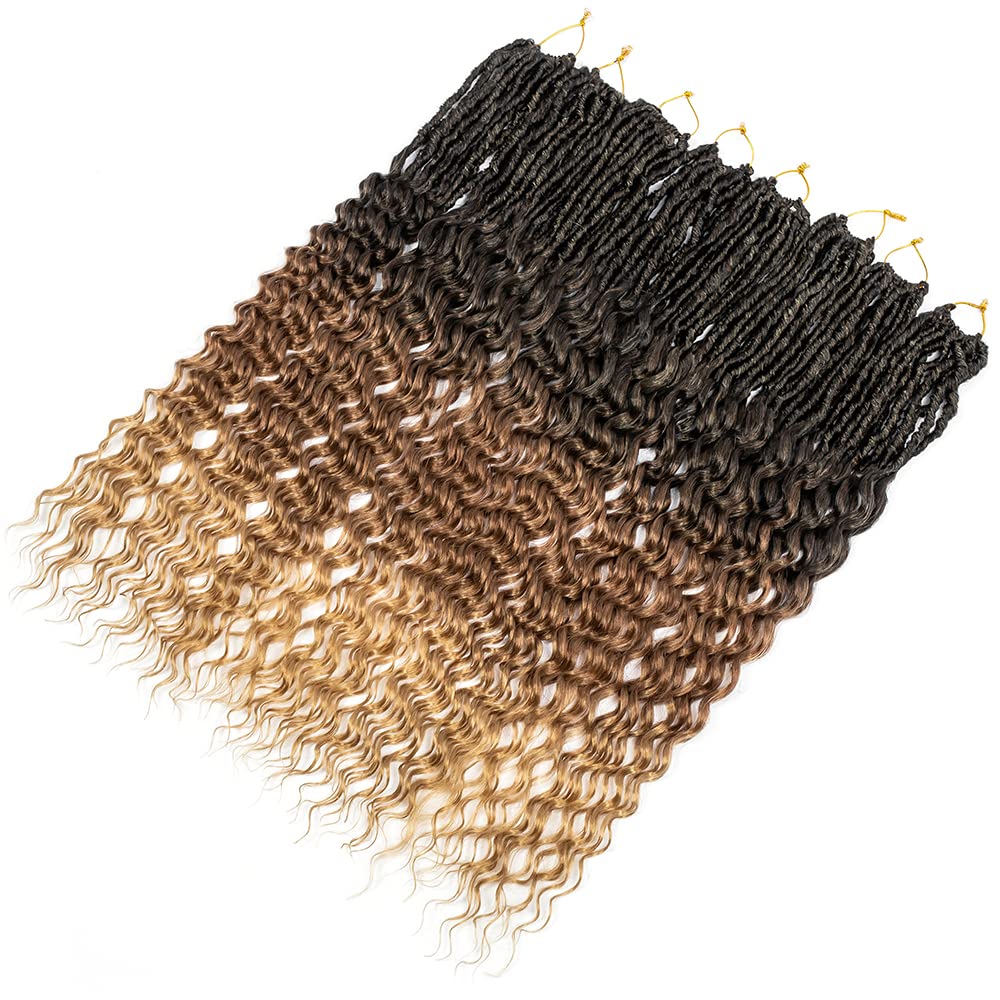 DoeSeor 30 Inch Goddess Locs Crochet Hair 8 Packs New Soft Faux Locs Crochet Braids Deep Wave Pre Looped Hair Extensions for Black Women(3T3027/8PCS/30inch)
