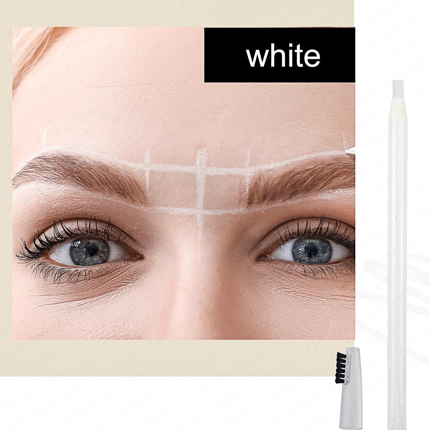 Guapa 6pcs Microblading Brow Mapping Pencil Professional Eyebrow Design Perfect for Pre Drew Brow Hairstrokes Lines (White)