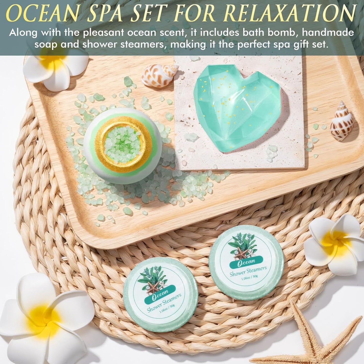 Spa Gift Basket for Women - Ocean Relaxing Self-Care Package with Blanket | Perfect Mother's Day & Birthday Gift for Mom, Wife, Girlfriend, Sister