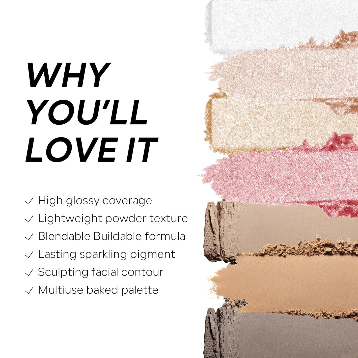 High Glossy Face Highlighter Palette, Luminous Face Illuminator Palette, Natural Glow Finish, Pearl Shimmer Smooth Baked Powder for a Radiant Glow, Lasting Sparkling Highlighter Makeup- SUN GLOW