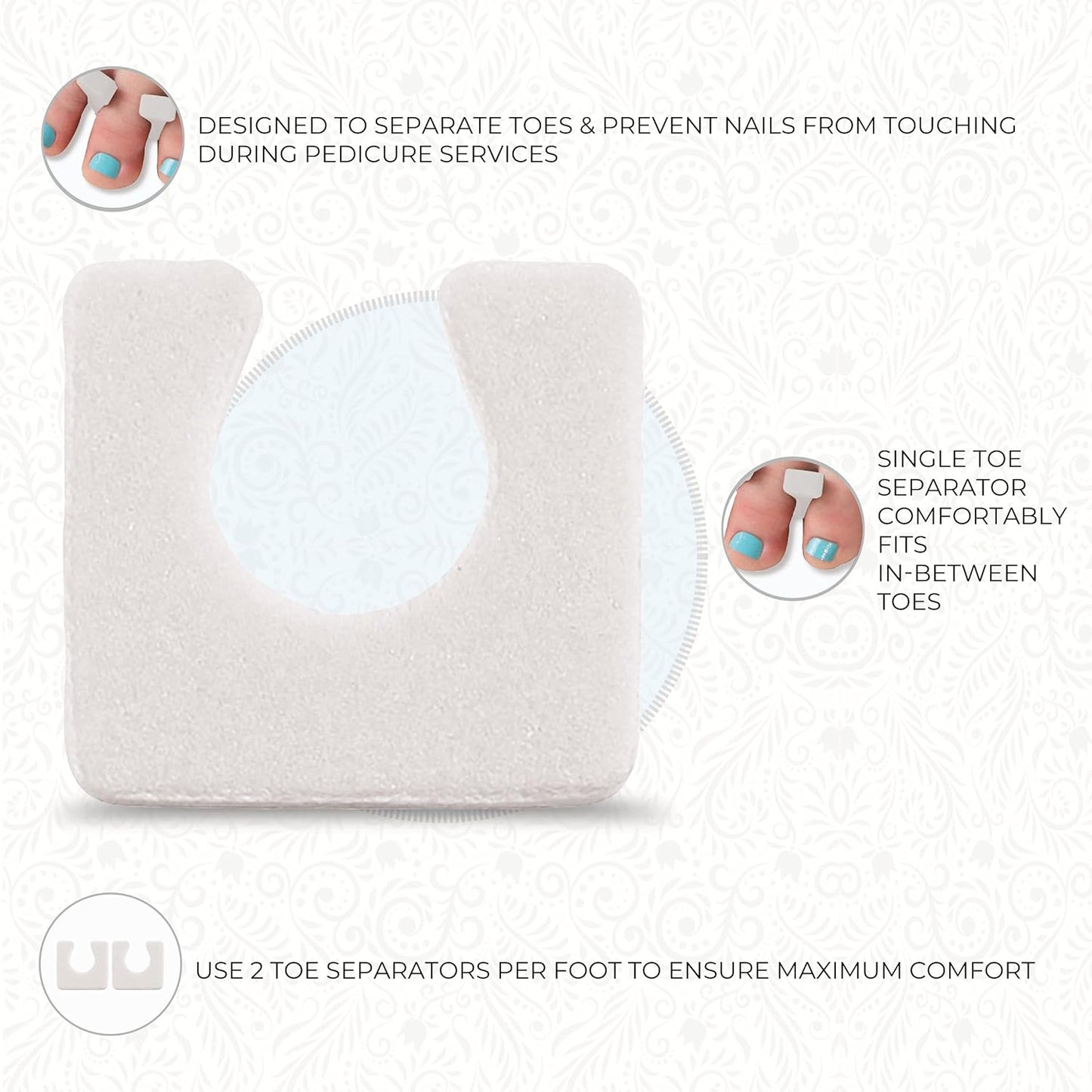 ForPro Sole Toe Separators - Black Luxurious Foam Separators - Individual Toe Separators for Pedicures â€“ 144-Count