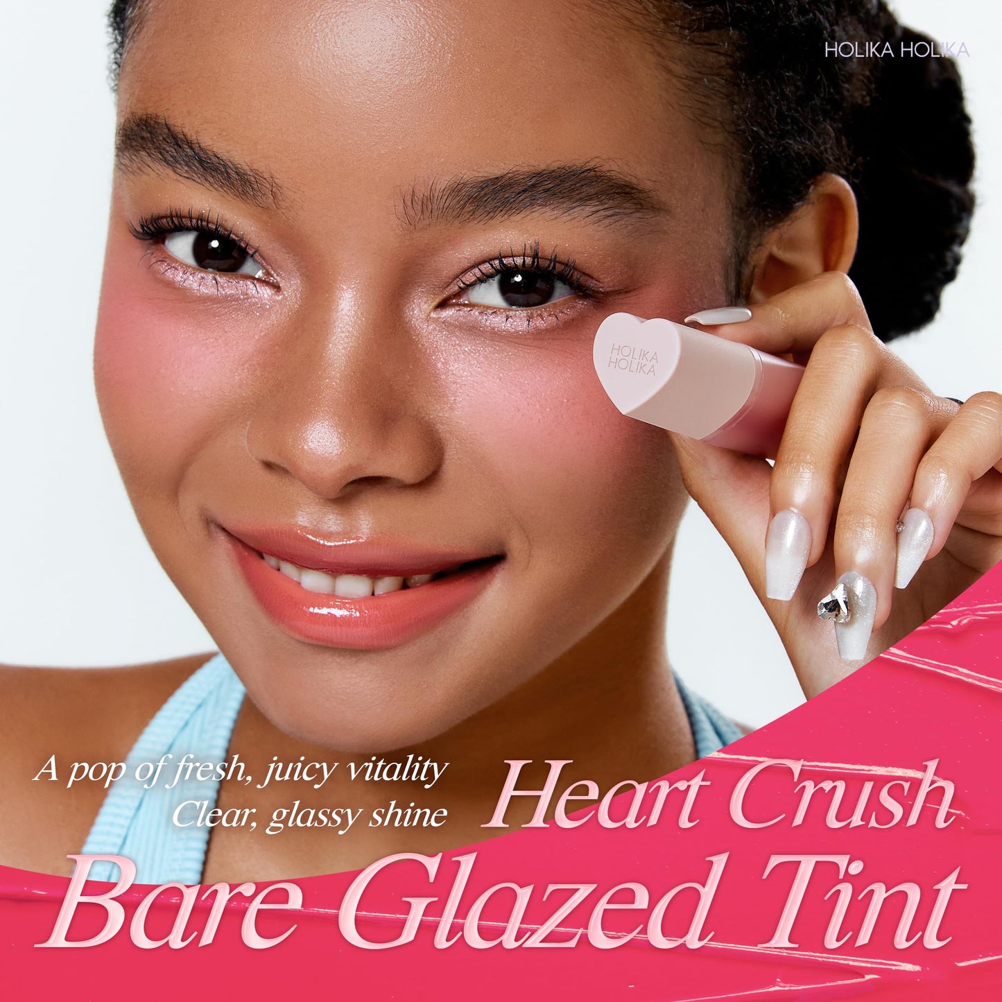 HOLIKA HOLIKA Heart Crush Bare Glaze Tint - K-Beauty Girlish & Juicy Color Lip Tint with Moisture Essence, Long-Lasting Moisture & High Shine, 0.1 fl.oz. (04 BLUNT)
