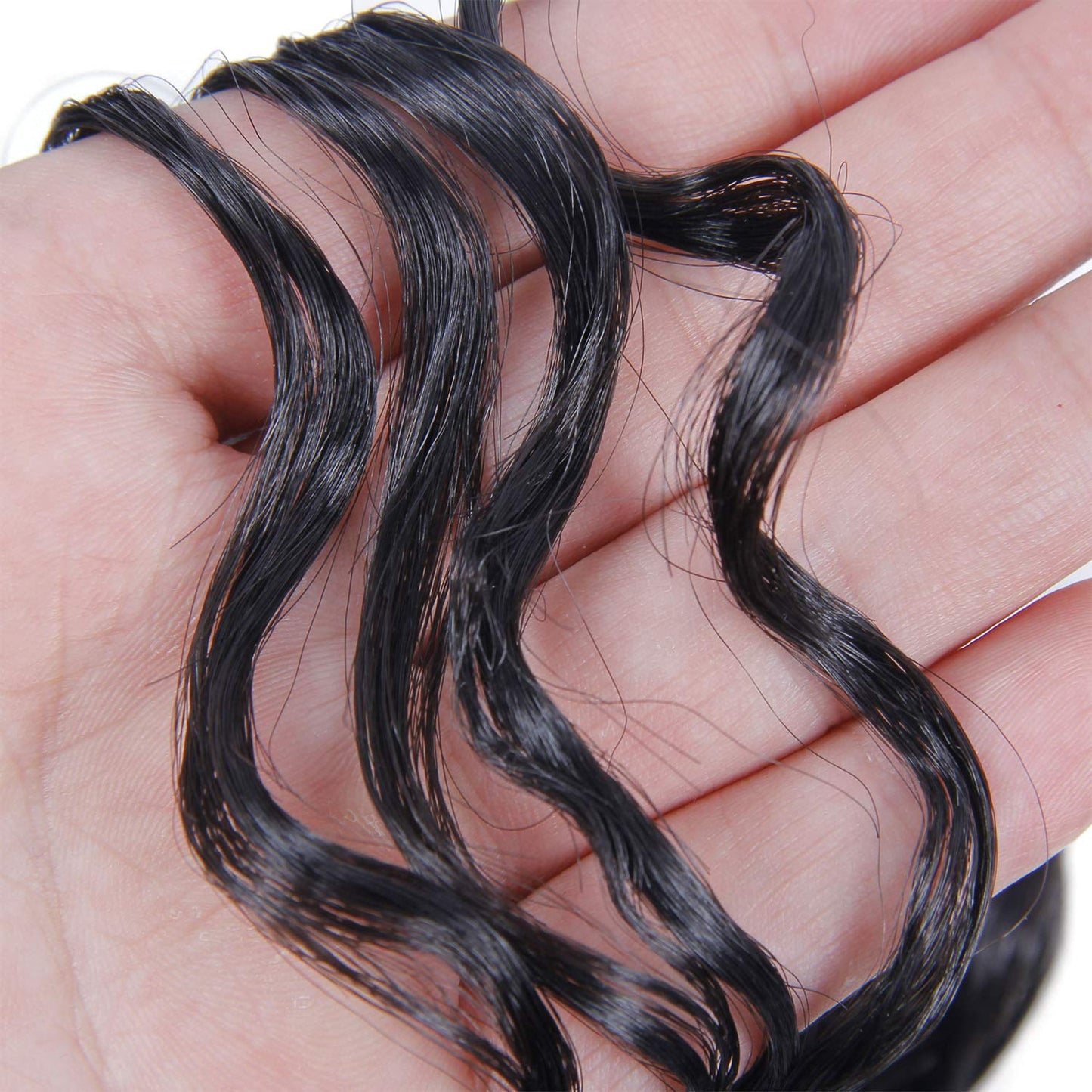18inch Synthetic Deep Twist Crochet hair Bohemian Crochet Braids Natural Black Deep Wave Braiding hair Extensions (7Packs,1B)