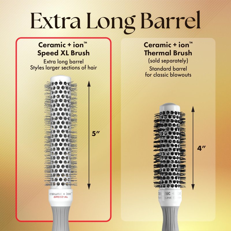 Olivia Garden Ceramic + Ion Speed XL - Extra-Long Round Thermal Hair Brush - Not Electrical - Professional Blowout Brush for Normal to Thick Hair - 1 3/4"- Diameter Barrel - CIXL-45