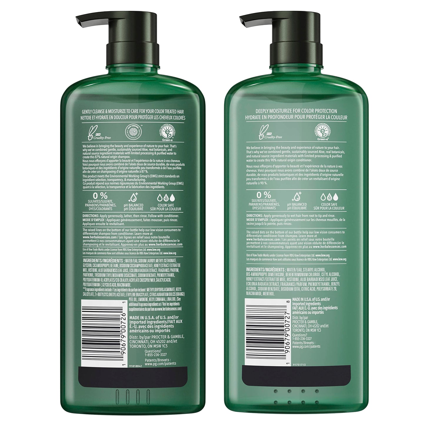 Herbal Essences Sulfate Free Shampoo and Conditioner Set, Infused with Honey and Vitamin B, Moisturizing, Safe for Color Treated Hair, Paraben & Mineral Oil-Free, bio:renew, 20.2 Fl Oz Each, 2 Pack