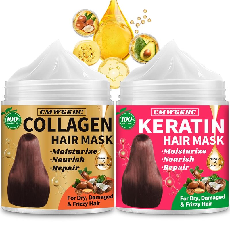 Collagen & Keratin Hair Mask - Deep Repair Conditioner for Damaged Hair | Hydrating Argan Oil Treatment for All Hair Types