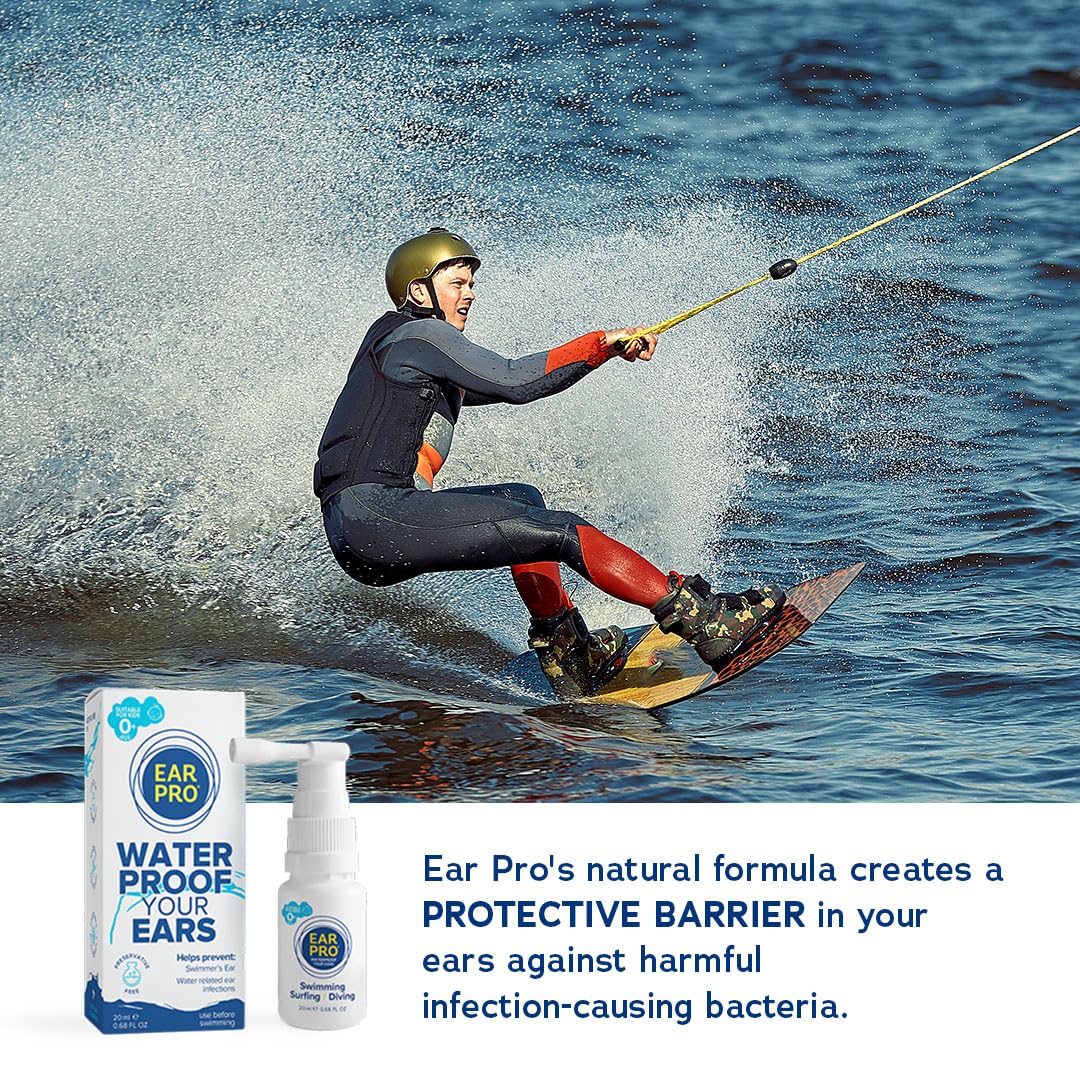 EarPro Natural Swimmer Ear Spray for Kids & Adults – Block Water Before Swimming, Surfing or Diving - Replace Ear Plugs – Safe & Easy Protection Against Trapped Water – 2 Pack, Up to 400 Sprays