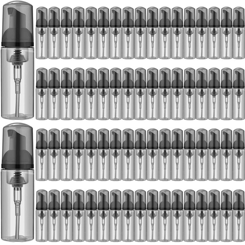 70 Pcs 2 oz Plastic Foam Soap Dispensers Refillable Lash Shampoo Bottles with Pump Mini Eyelash Cleaning Foam Bottle Dispenser for Refillable Travel Cosmetics (Gray)