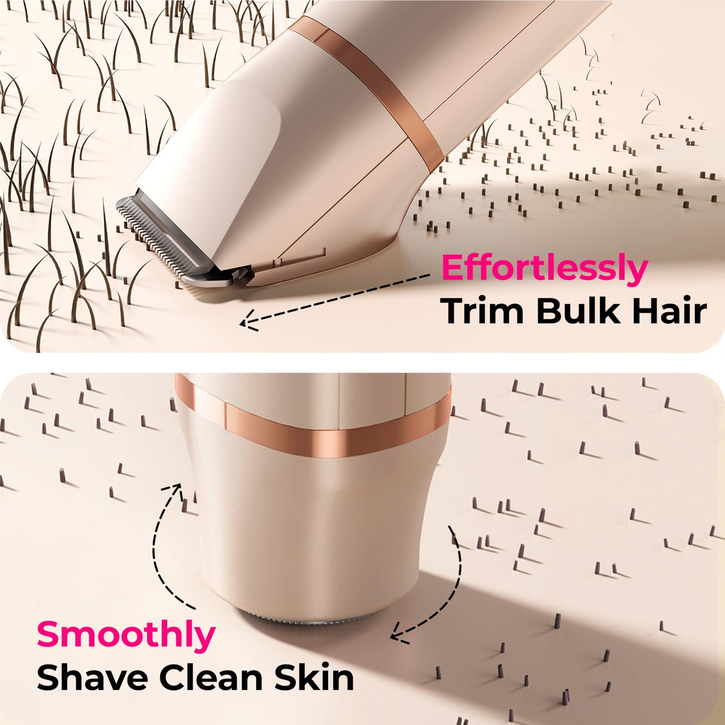 Bikini Trimmer for Women Pubic Hair: 2 in 1 Electric Razors for Women - Rechargeable Electric Shaver - IPX7 Waterproof Lady Shaver for Travel & Shower Use in Summer