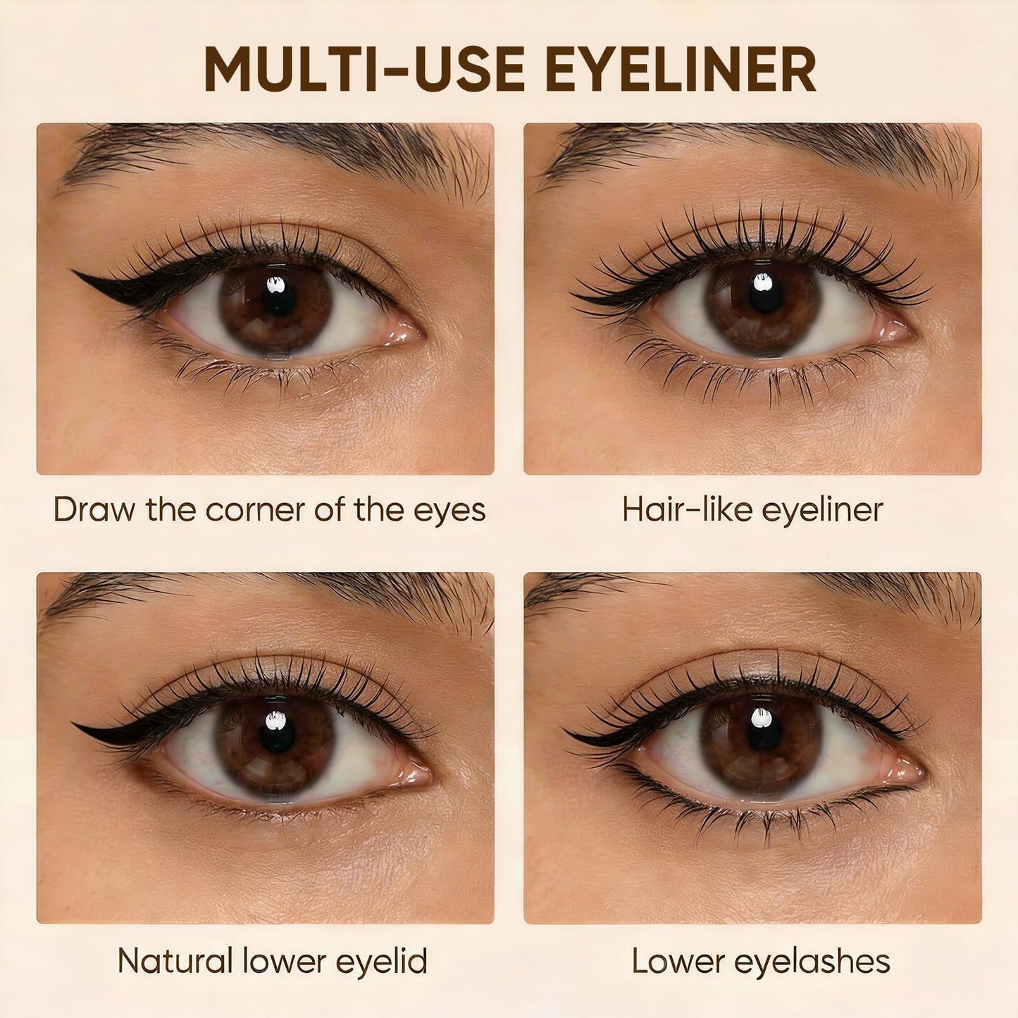 JUDYDOLL Ultra-Fine Liquid Eyeliner-Precision Tip for Wing Line, Smudge-Proof, Quick-Drying, Waterproof, Easy to Get Inner Corner Lined, Hooded Eyes-Friendly (#2 Deep Brown)