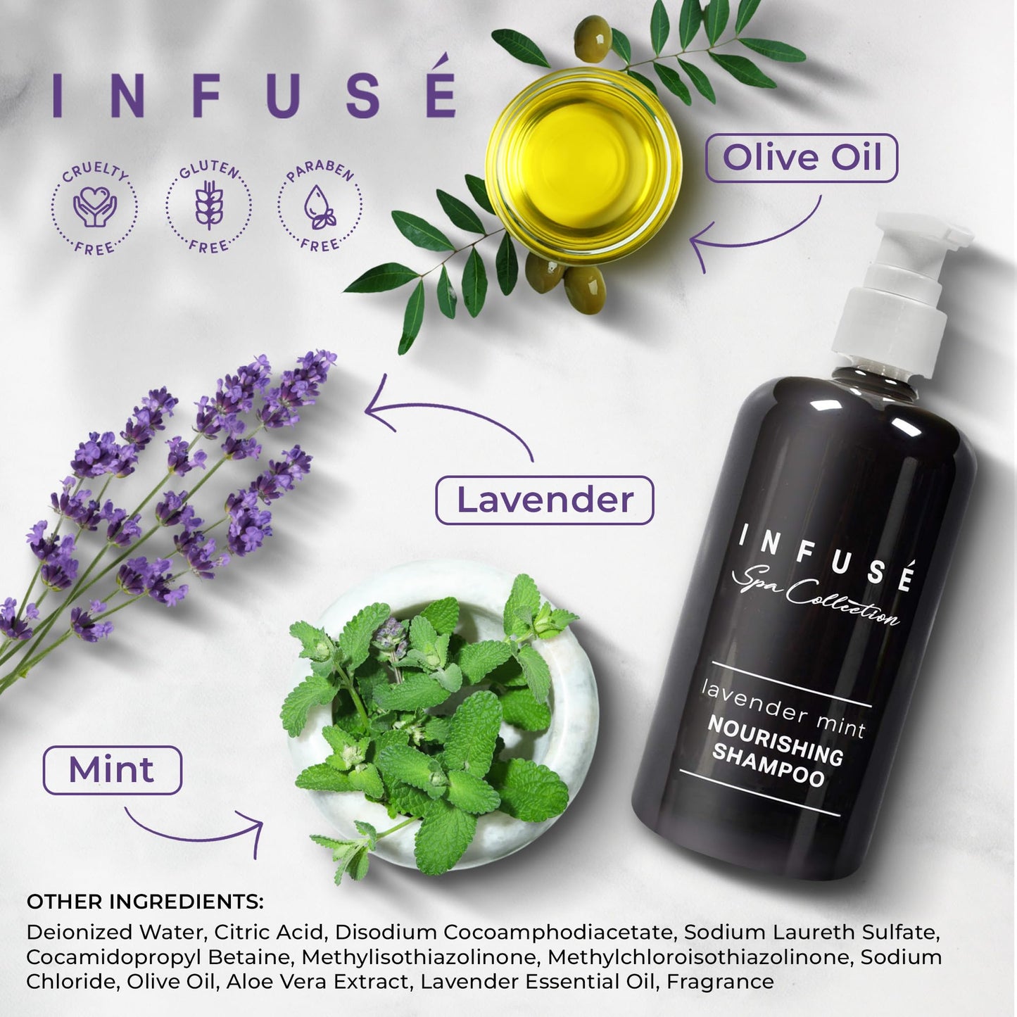 1-Shoppe All-in-Kit | Infuse Lavender Mint Shampoo | Spa Collection | Hotel Amenities in Pump Bottle | 10.14 oz. / 300 ml (4 Bottles)