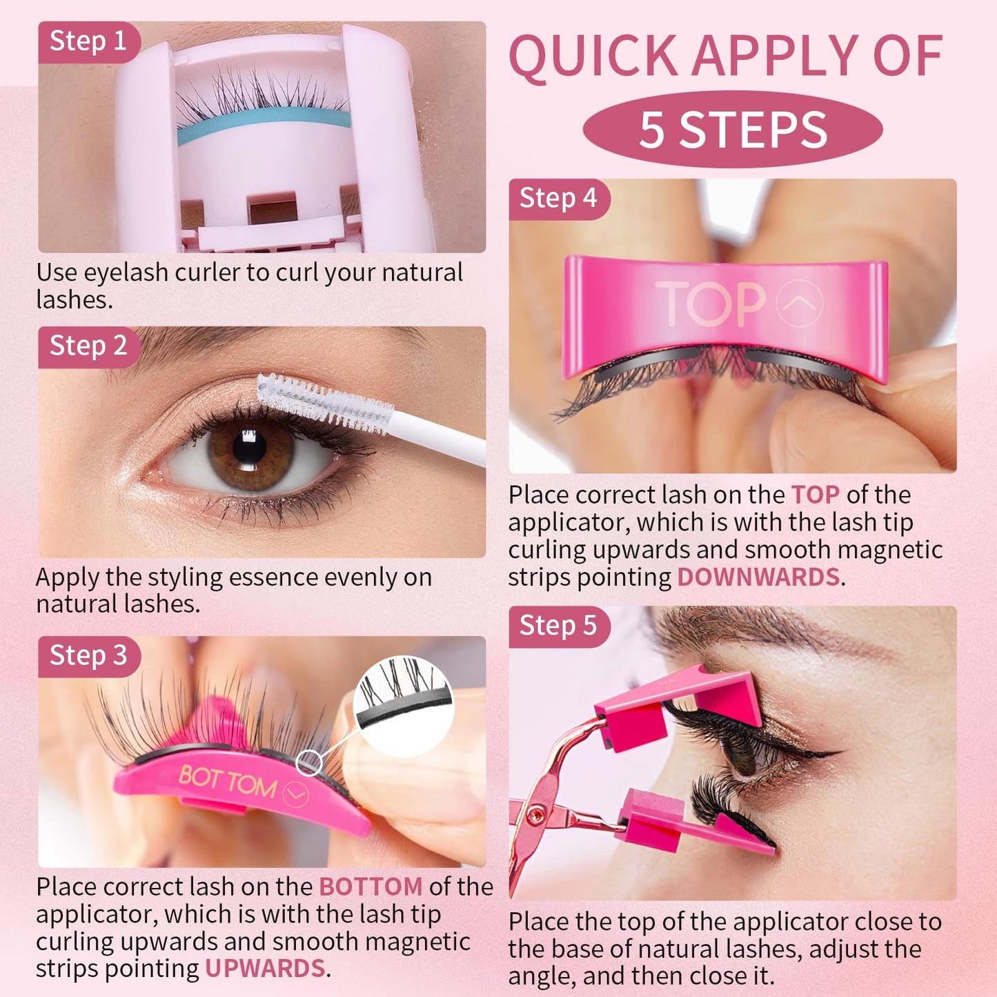 Dual Magnetic Eyelashes, Magnetic Eyelashes Without Eyeliner 4D Natural Look Reusable Easy to Wear, Soft Magnets False Eyelashes with Applicator No Glue, Charming Queen