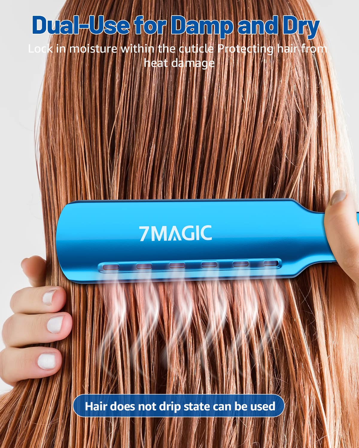 7MAGIC Nano Titanium 1.7" Flat Iron Hair Straightener for Thick Hair, Blue