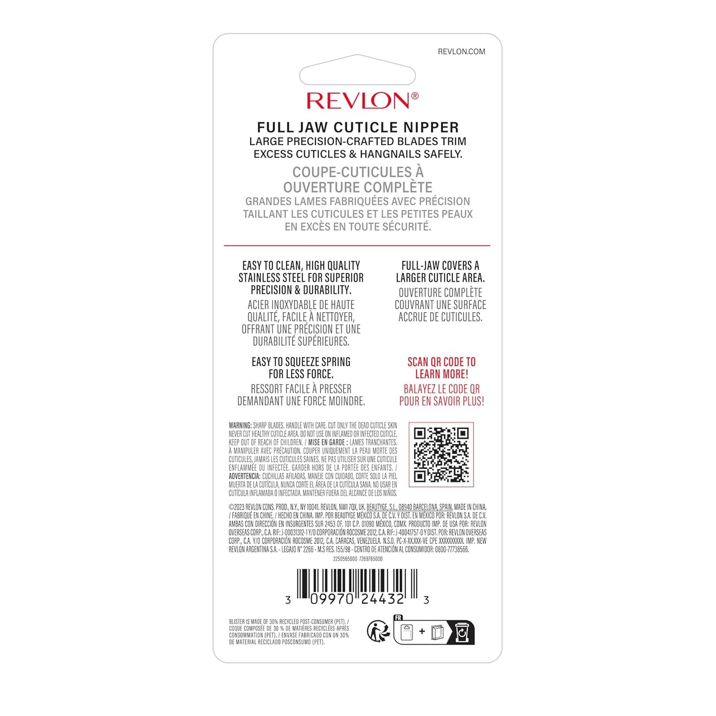 Revlon Cuticle Nipper - Precision Stainless Steel Manicure Tool for Nail Care | Easy-Squeeze Design, 1 Count