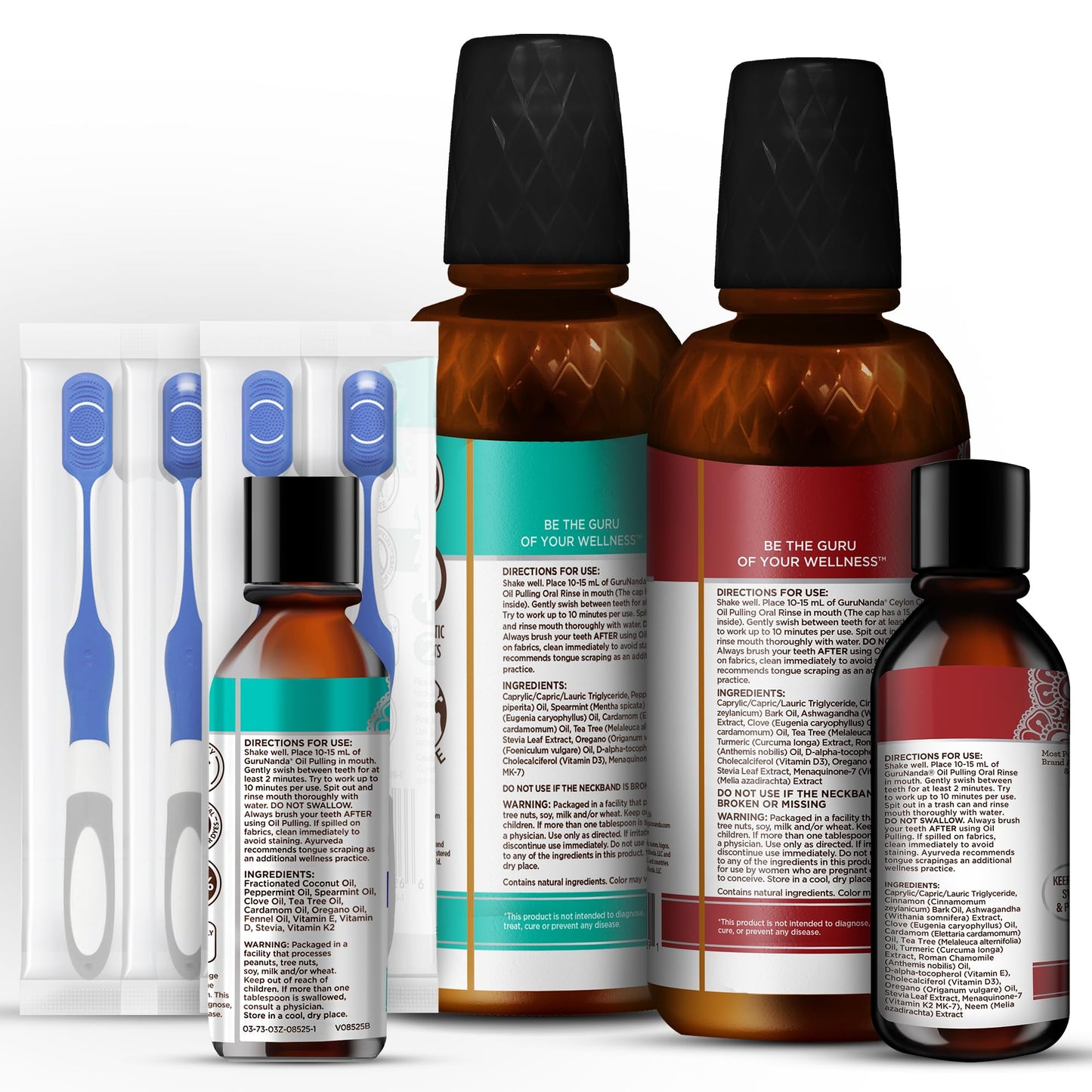 GuruNanda Ultimate Happy Gums Duo, with Alcohol & Flouride-Free Cocomint & Ashwagandha Oil Pulling, Ayurvedic Oral Care for Happy Gums & Fresher Breath