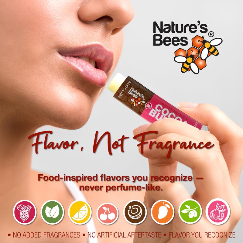 Nature's Bees, Cocoa Butter Flavored Lip Balm Tubes Set Bulk Assortment Chap Treatment Moisturizer For Dry Lips, Original Variety Assortment (Shea Butter, Original, Olive Oil, Mango Butter) - 48 Pack
