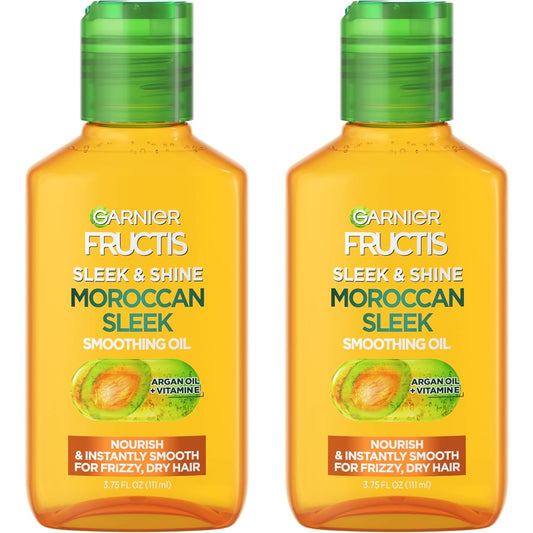 Garnier Fructis Sleek & Shine Moroccan Sleek Smoothing Oil for Frizzy, Dry Hair, Argan Oil, 3.75 Fl Oz, 1 Count (Packaging May Vary)