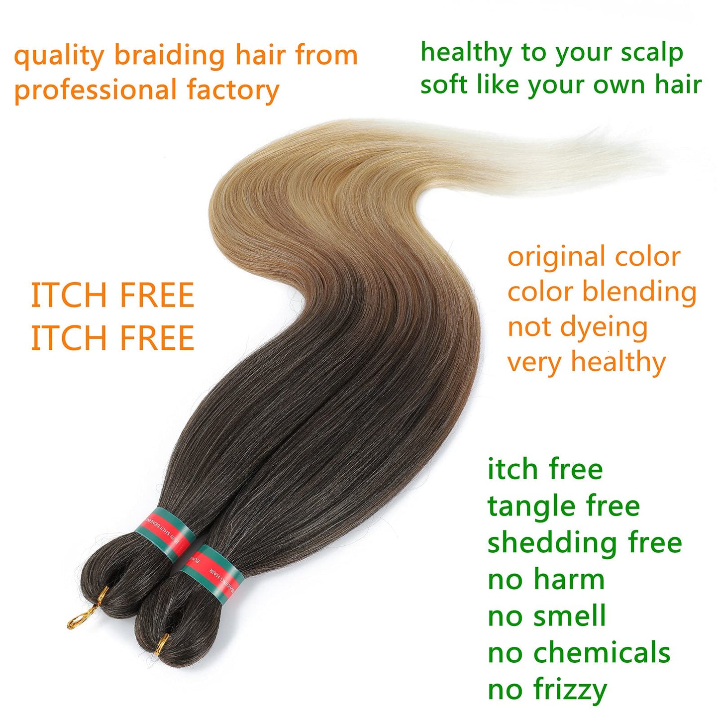 RUN SHUI Ombre Pre stretched Braiding Hair, 36 Inch 4 tones Braid Hair Extensions, 8 packs Multi Color Blend Braiding Hair Pre-stretched, Crochet Hair Braiding(36''-8packs, 1b/30/27/613)