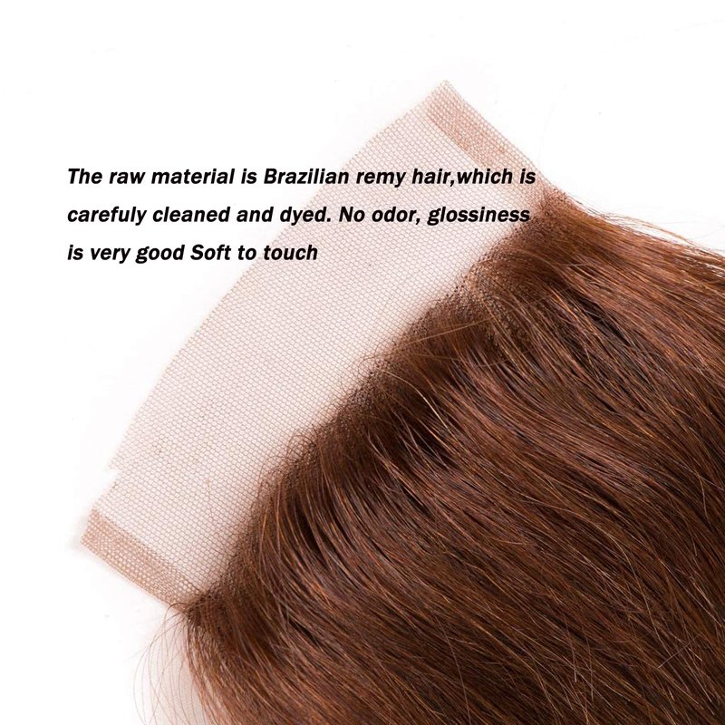 Brown Human Hair Transparent Lace 4x4 Closure Straight Chocolate Brown 4# 100% Unprocessed Virgin Hair Pre Plucked With Baby Hair Wet And Wavy Lace Closure For Women 20 Inch