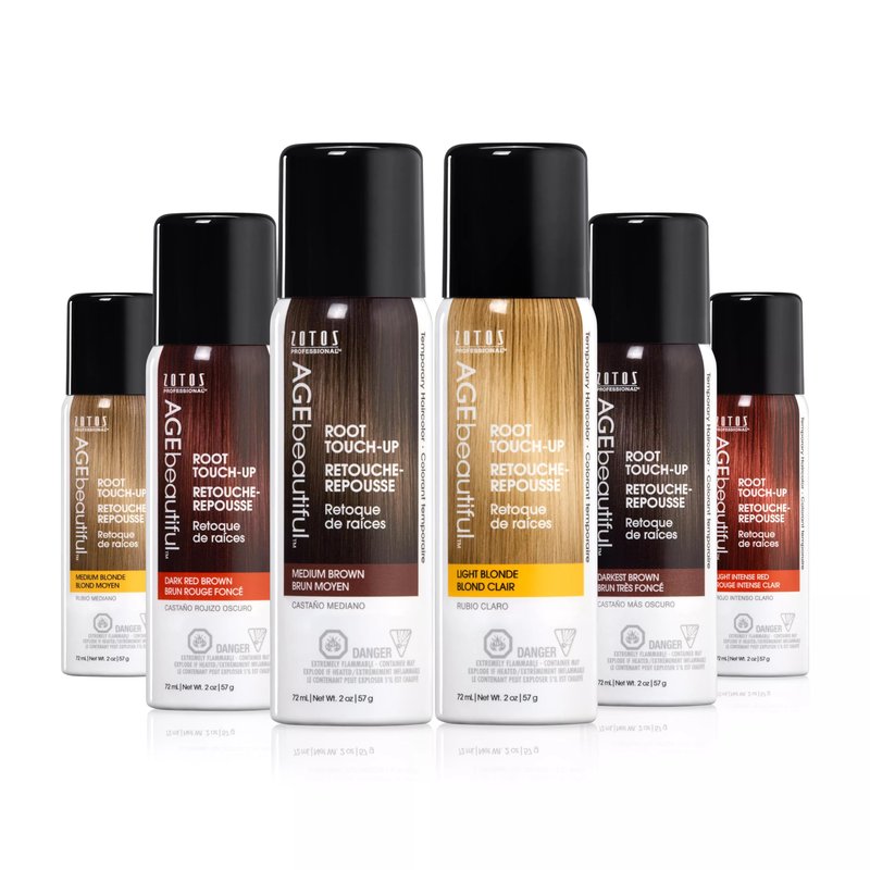AGE beautiful Root Touch Up Hair Color Spray, Temporary Gray Root Concealer for Roots, Hairline & Thinning Hair, Adds Volume, Water & Sweat Resistant, Darkest Brown, 2 Fl Oz