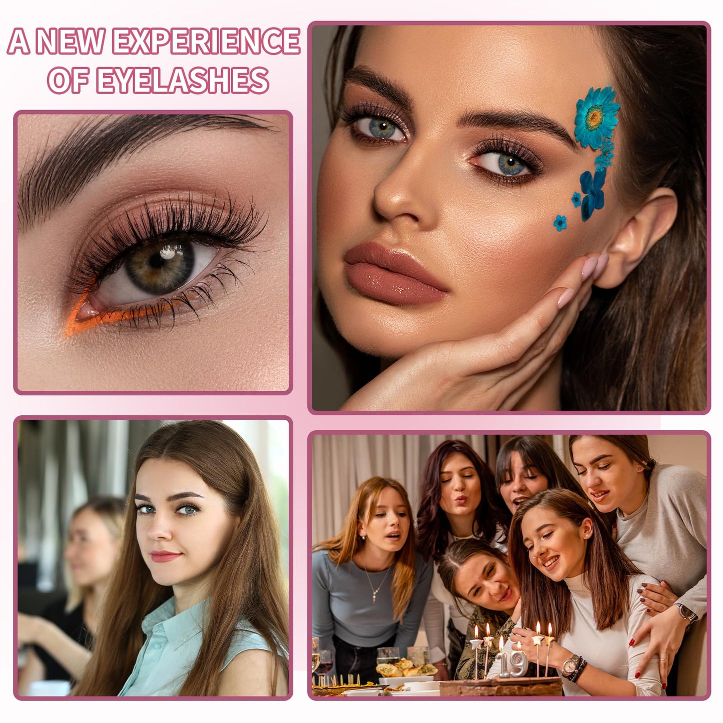 Dual Magnetic Eyelashes, Magnetic Eyelashes Without Eyeliner 4D Natural Look Reusable Easy to Wear, Soft Magnets False Eyelashes with Applicator No Glue, Charming Queen