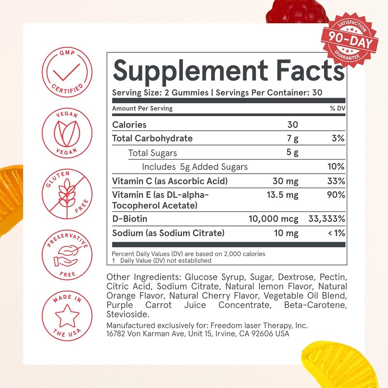 iRestore Biotin Gummies - 10,000 mcg Hair Vitamins for Healthy Skin & Nails | 60 Vegan Gummies, 30-Day Supply